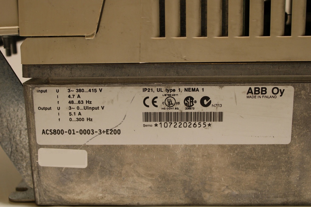 ABB ACS800-01-0003-3 +E200 Drive